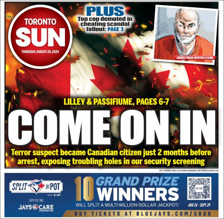 Portada de The Toronto Sun (Canadá)