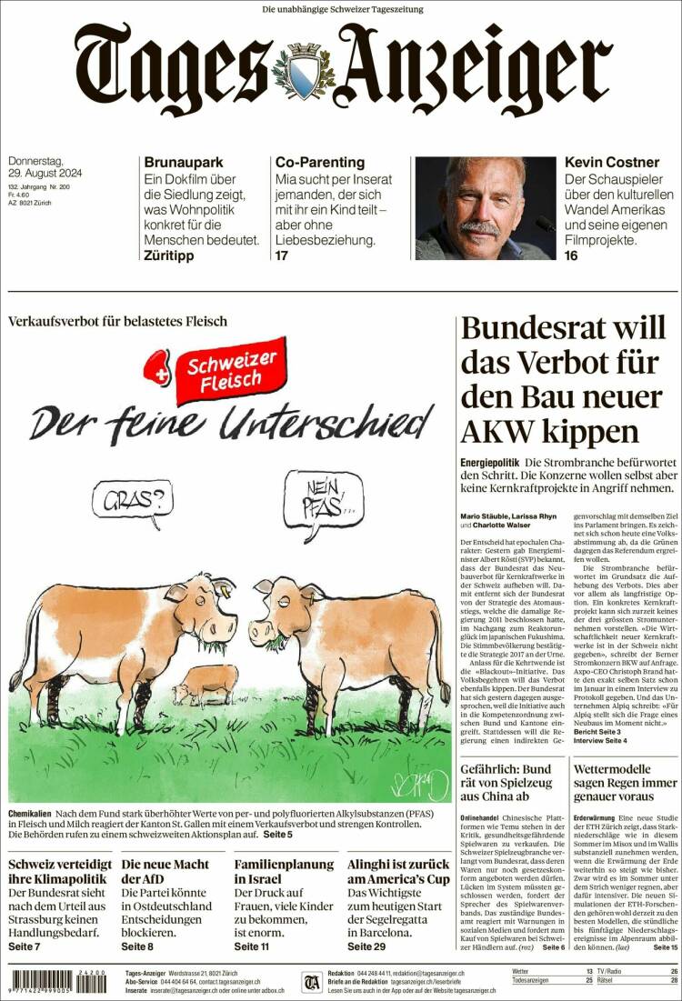 Portada de Tages-Anzeiger (Suiza)