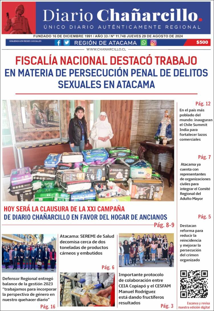 Portada de Diario Chañarcillo (Chile)