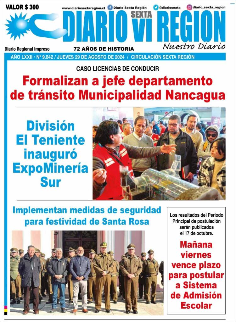 Portada de Diario VI Región (Chile)
