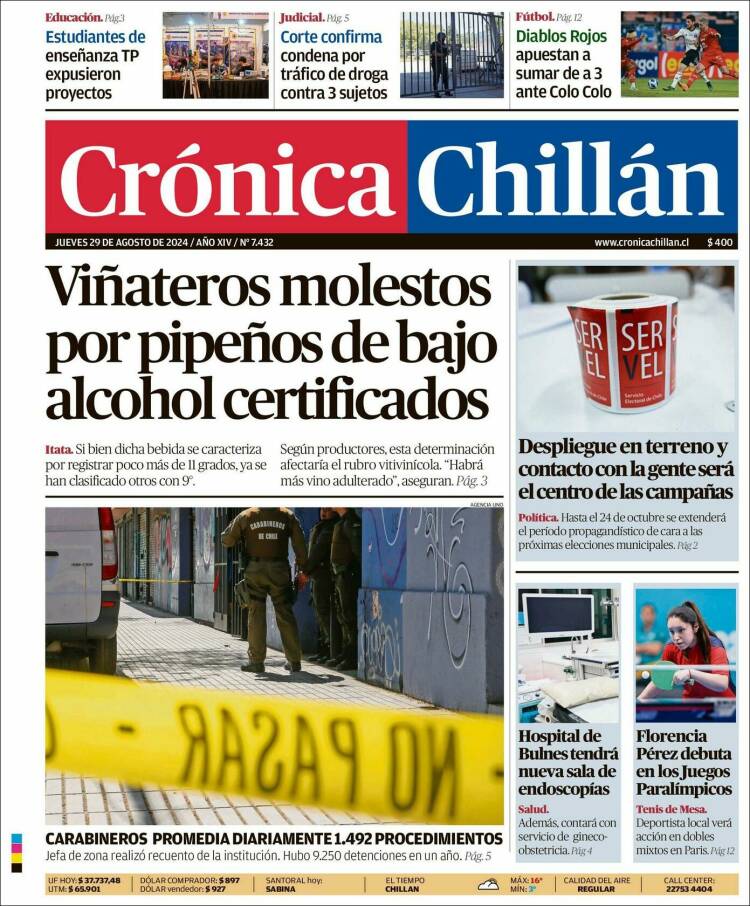 Portada de Crónica Chillán (Chile)