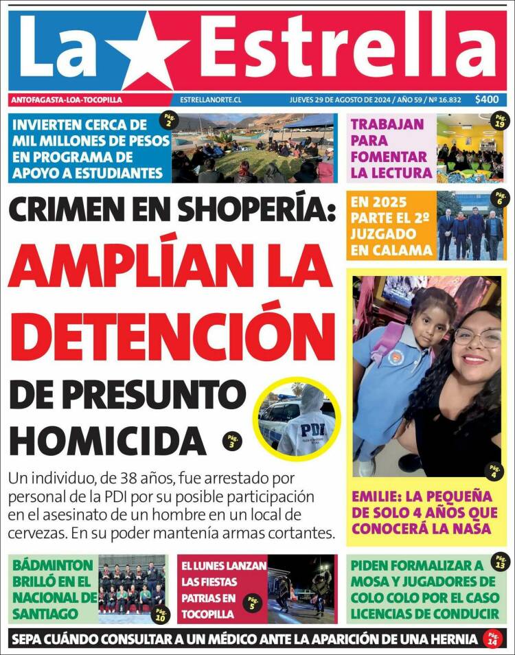 Portada de La Estrella de Tocopilla (Chile)