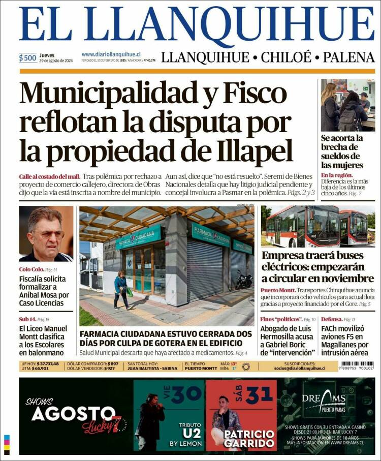 Portada de El Llanquihue (Chile)