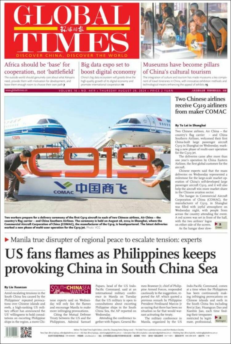 Portada de The Global Times (China)