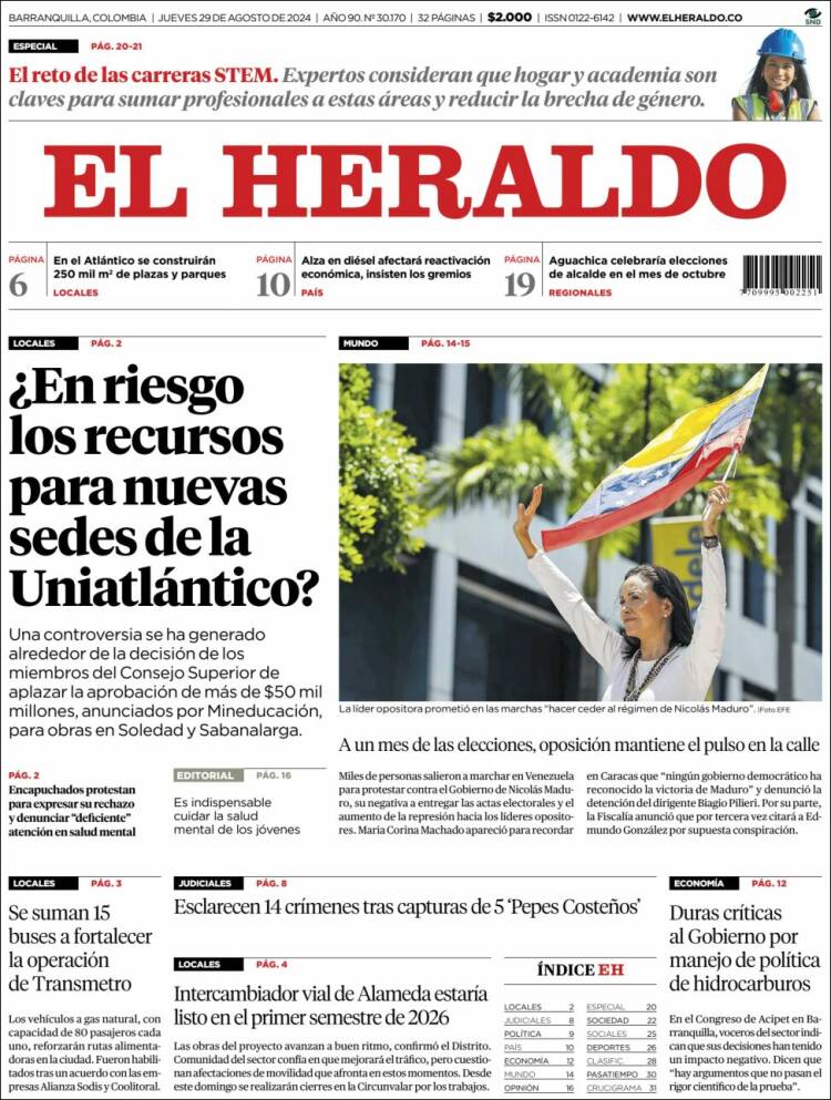 Portada de El Heraldo (Colombia)