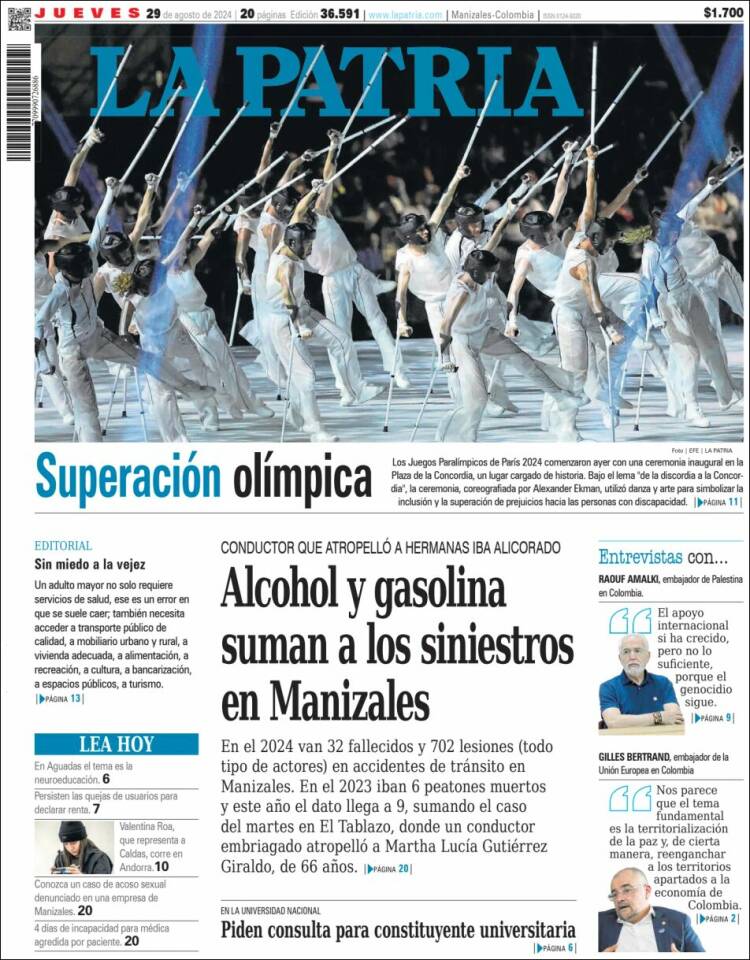 Portada de La Patria (Colombia)