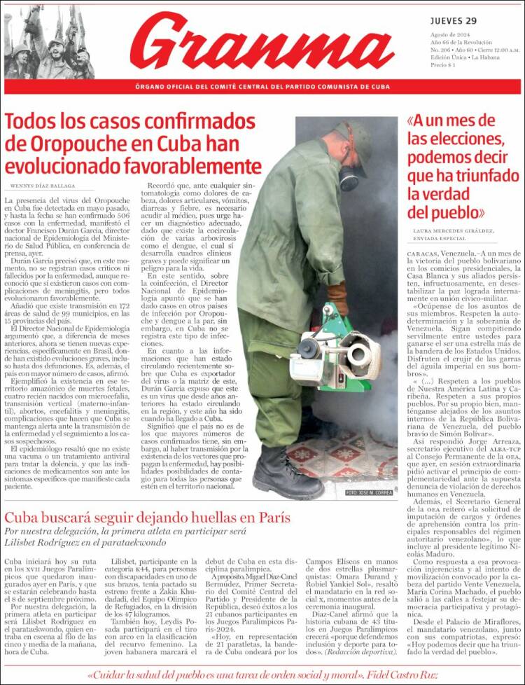 Portada de Granma (Cuba)