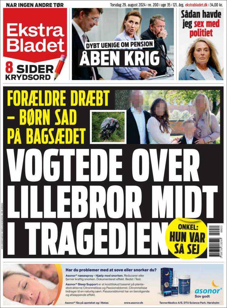Portada de Ekstra Bladet (Dinamarca)