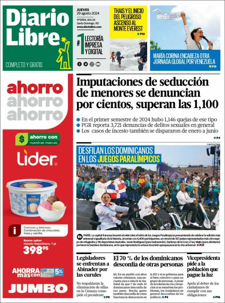 Portada de Diario Libre (R. Dominicana)