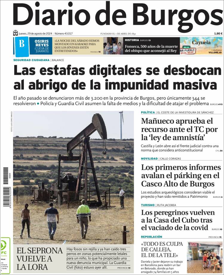 Portada de Diario de Burgos (España)