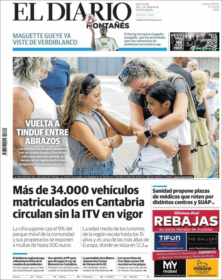 Portada de El Diario Montañés (España)