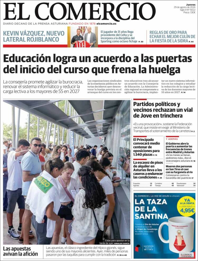 Portada de El Comercio - Gijón (España)