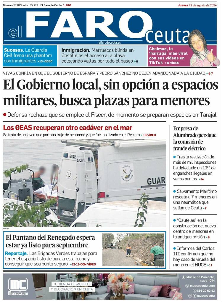 Portada de El Faro de Ceuta (España)
