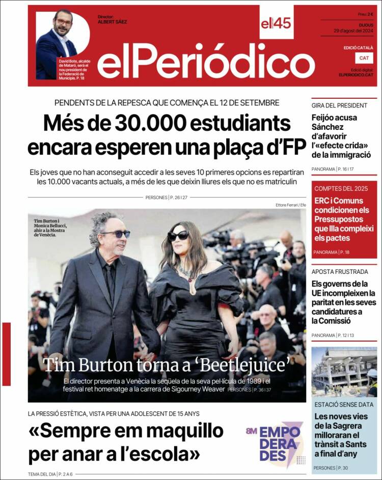 Portada de El Periódico de Catalunya (España)