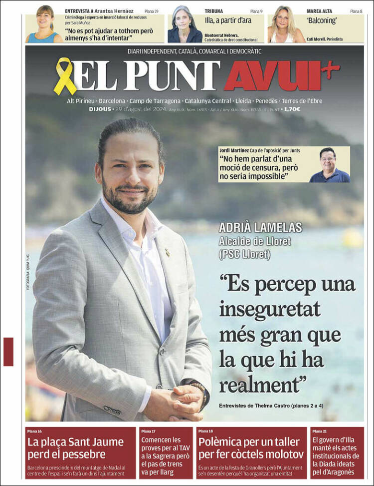Portada de El Punt Avui (España)