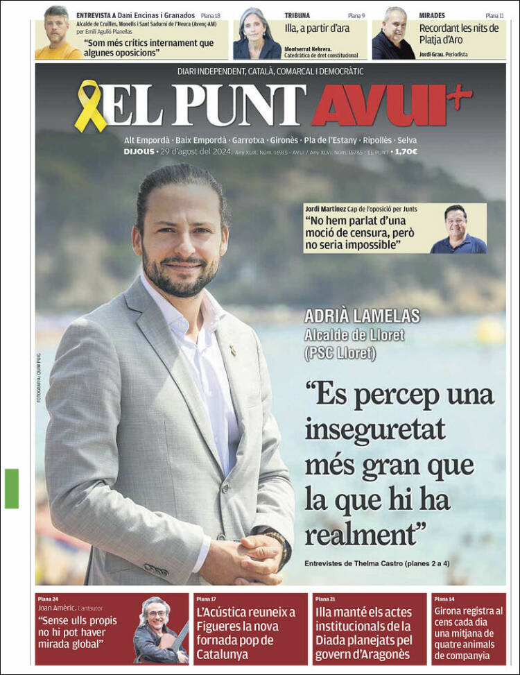 Portada de El Punt Avui - Girona (España)