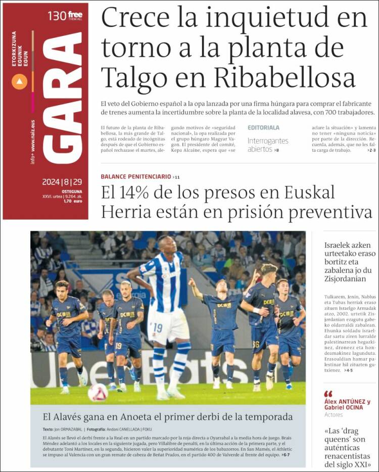 Portada de Gara (España)