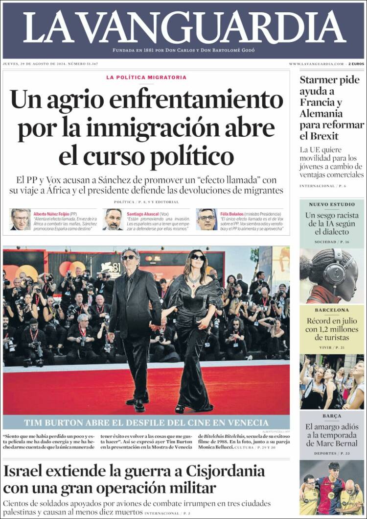 Portada de La Vanguardia (España)
