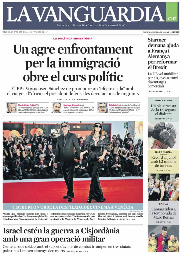 Portada de La Vanguardia (España)