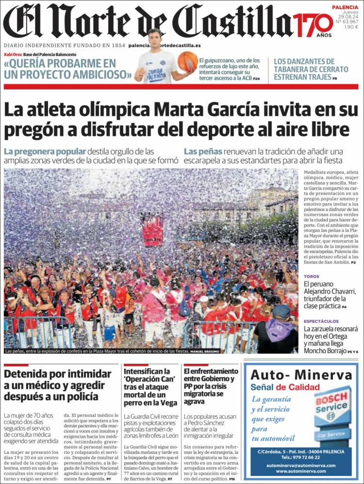 Portada de Norte de Castilla - Palencia (España)