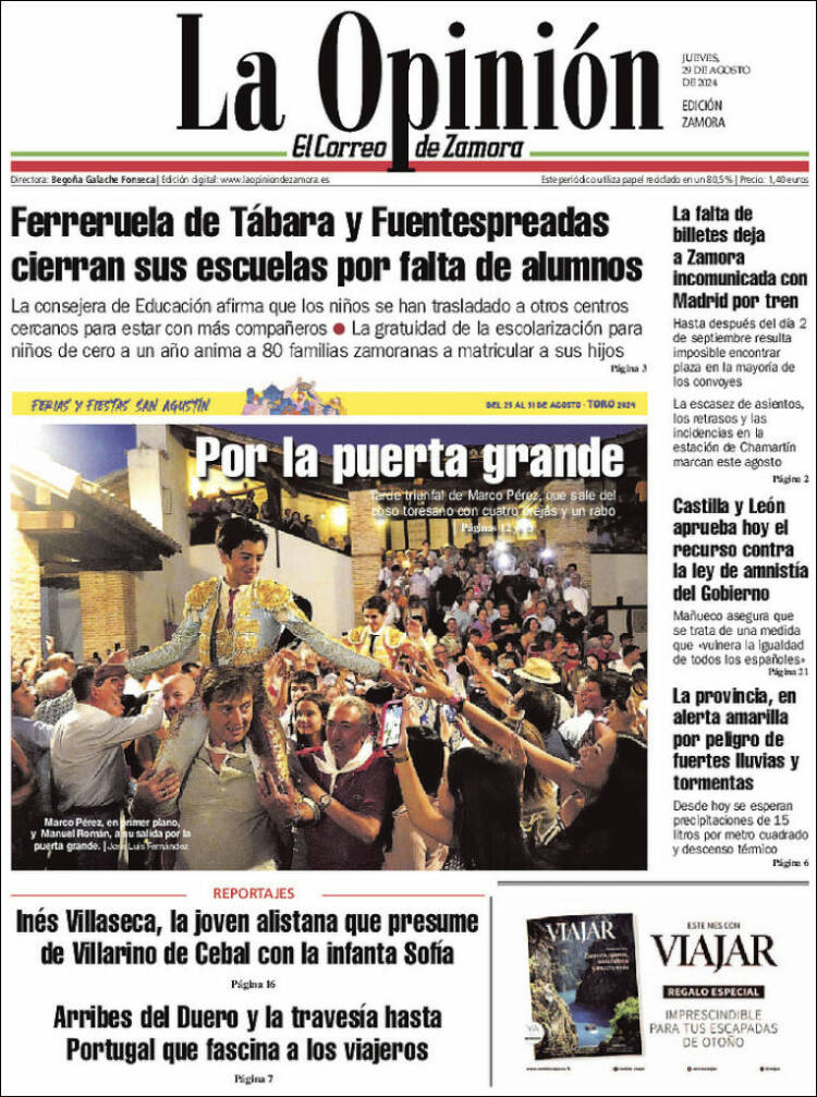 Portada de La Opinión - El Correo de Zamora (España)