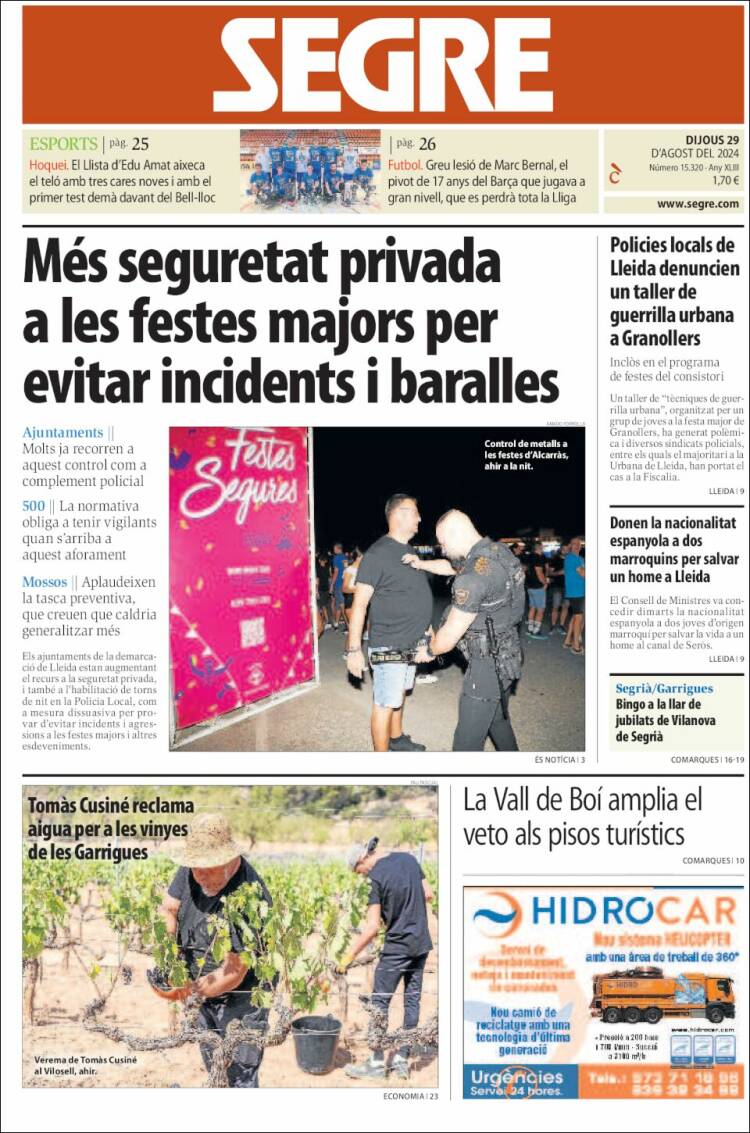Portada de Segre (España)