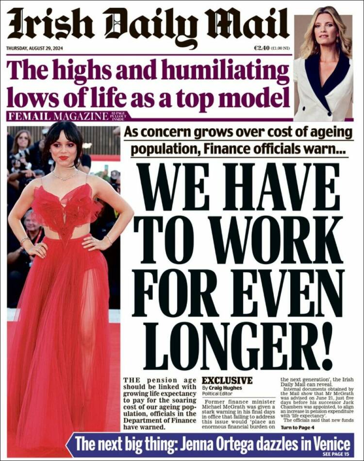 Portada de Irish Daily Mail (Irlanda)