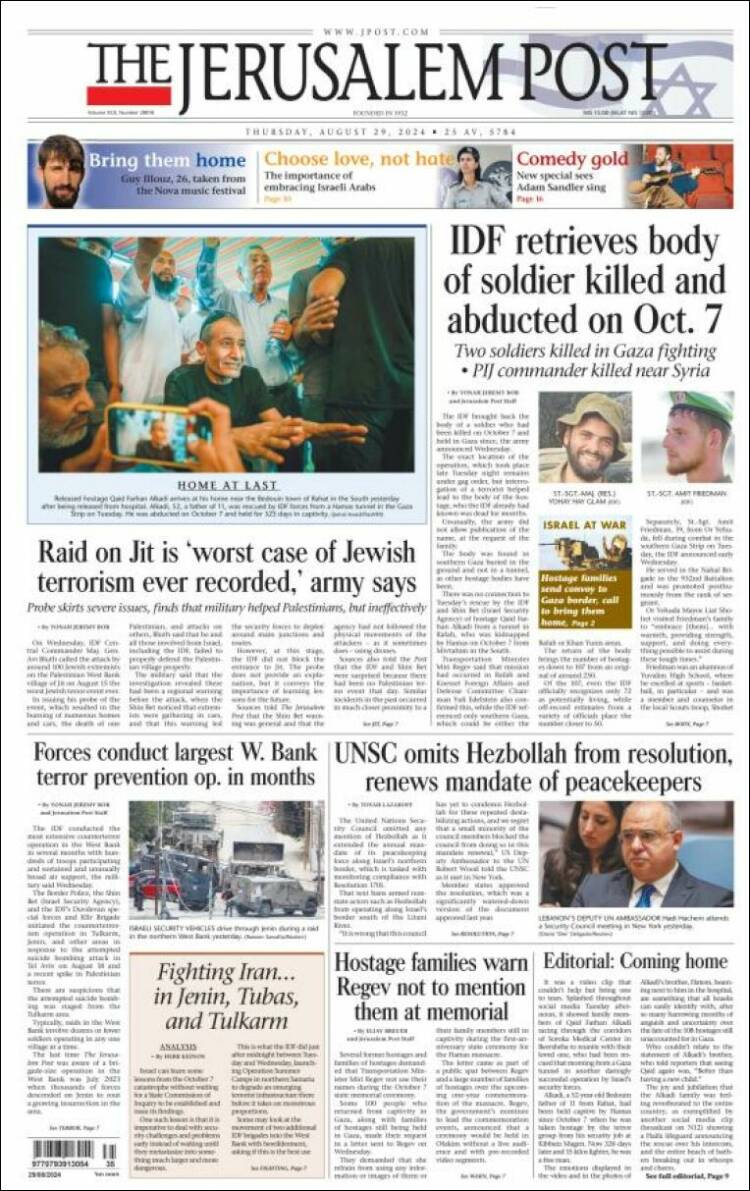 Portada de The Jerusalem Post (Israel)