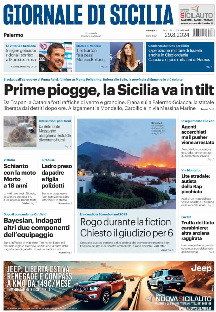 Portada de Giornale di Sicilia (Italia)