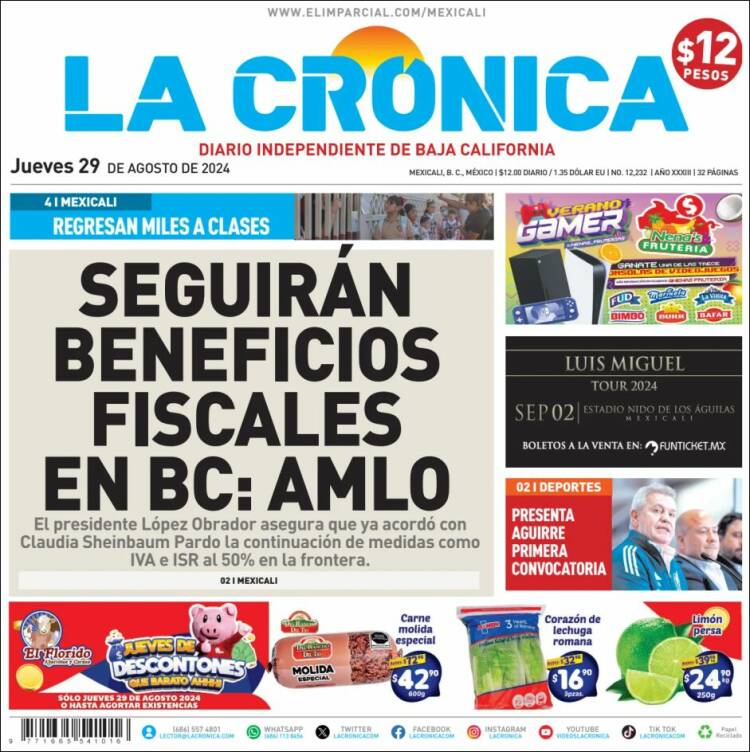 Portada de La Crónica de Baja California (M&eacute;xico)