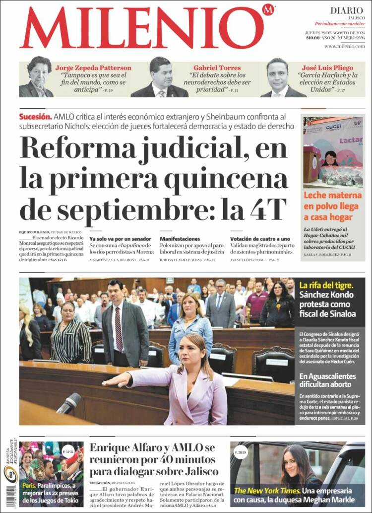 Portada de Milenio - Jalisco (M&eacute;xico)