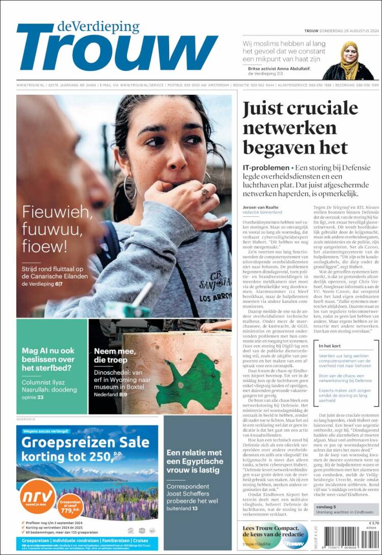 Portada de Trouw (Pa&iacute;ses Bajos)