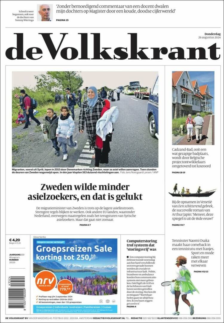 Portada de De Volkskrant (Pa&iacute;ses Bajos)