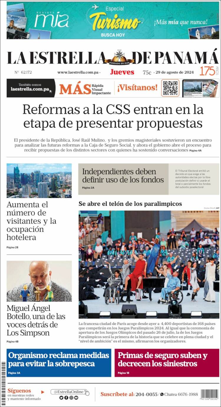 Portada de La Estrella de Panamá (Panam&aacute;)