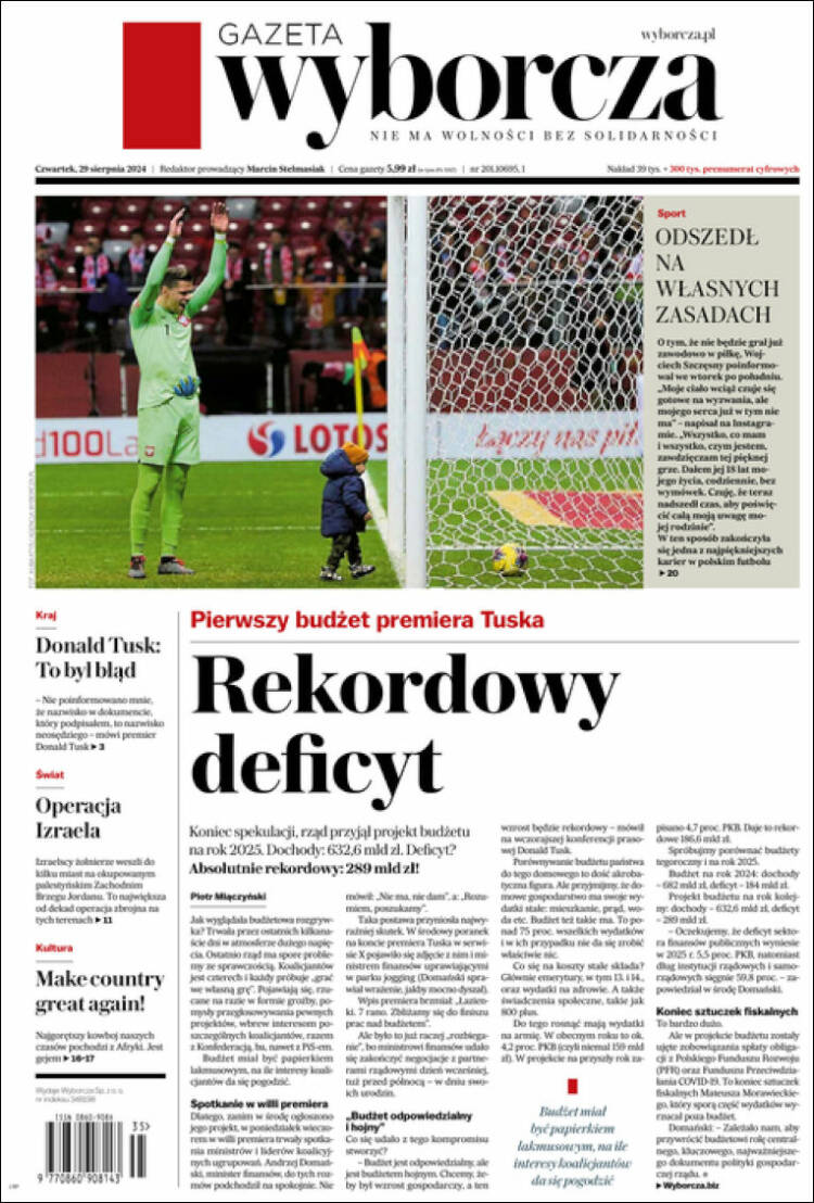 Portada de Gazeta Wyborcza (Polonia)