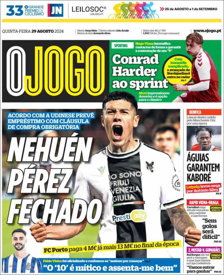Portada de O Jogo (Portugal)