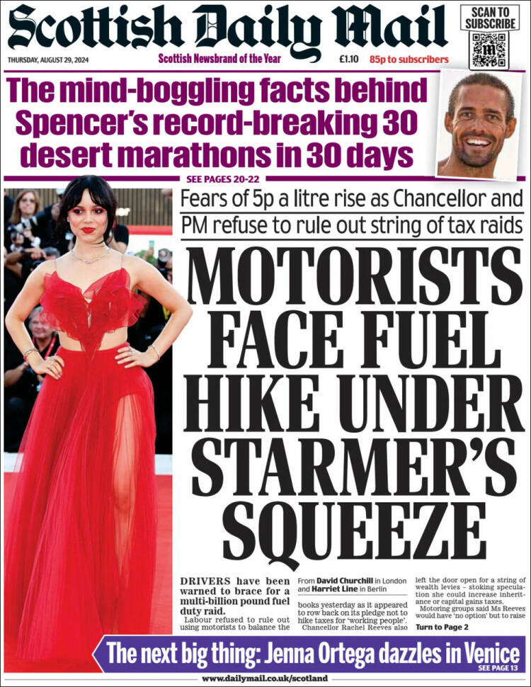 Portada de Scottish Daily Mail (Reino Unido)