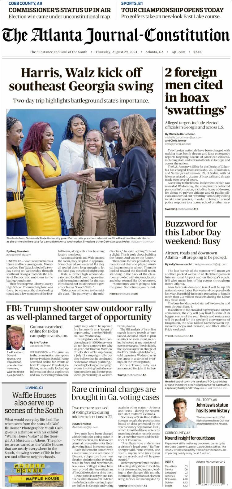 Portada de The Atlanta Journal-Constitution (USA)