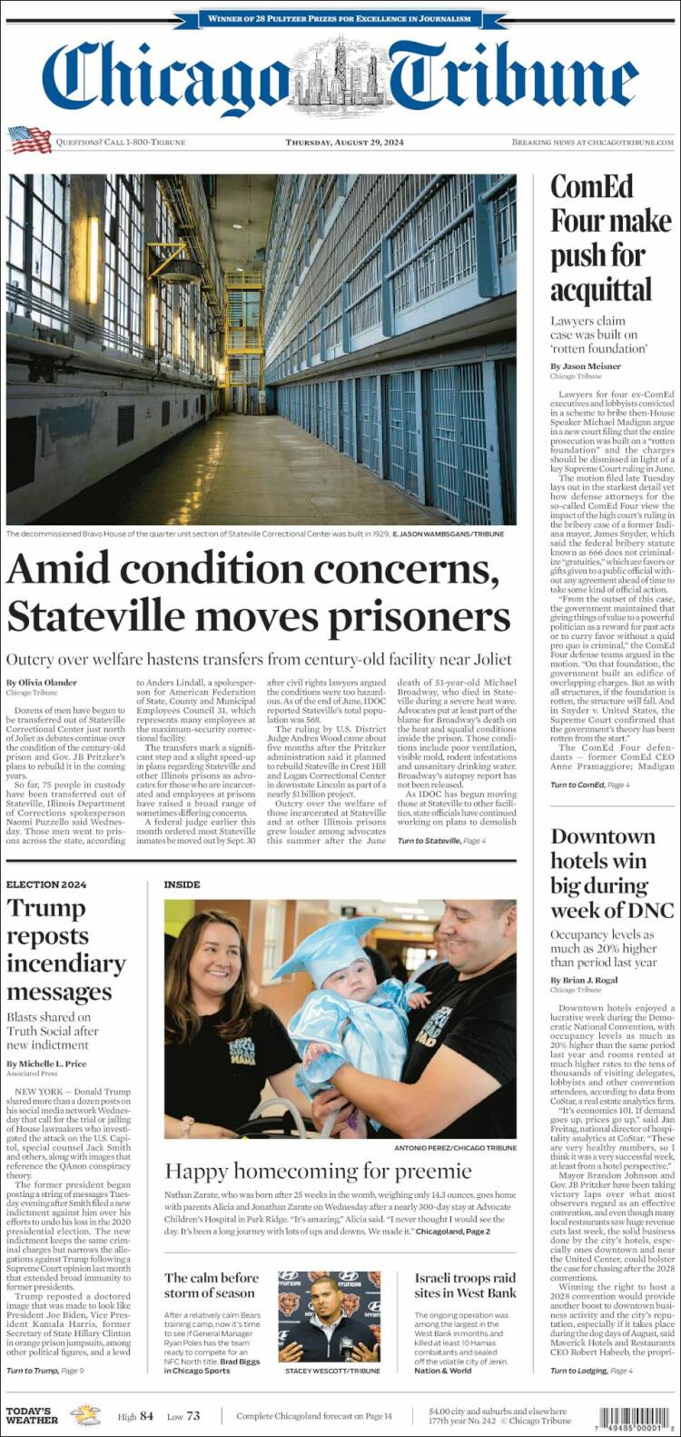 Portada de Chicago Tribune (USA)