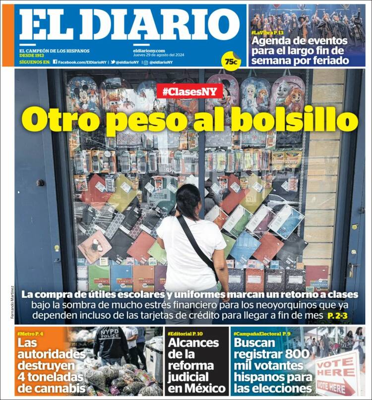 Portada de El Diario NY (USA)