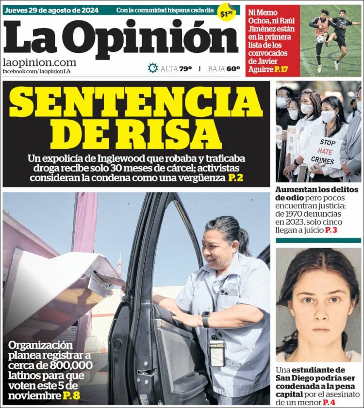 Portada de La Opinión (USA)