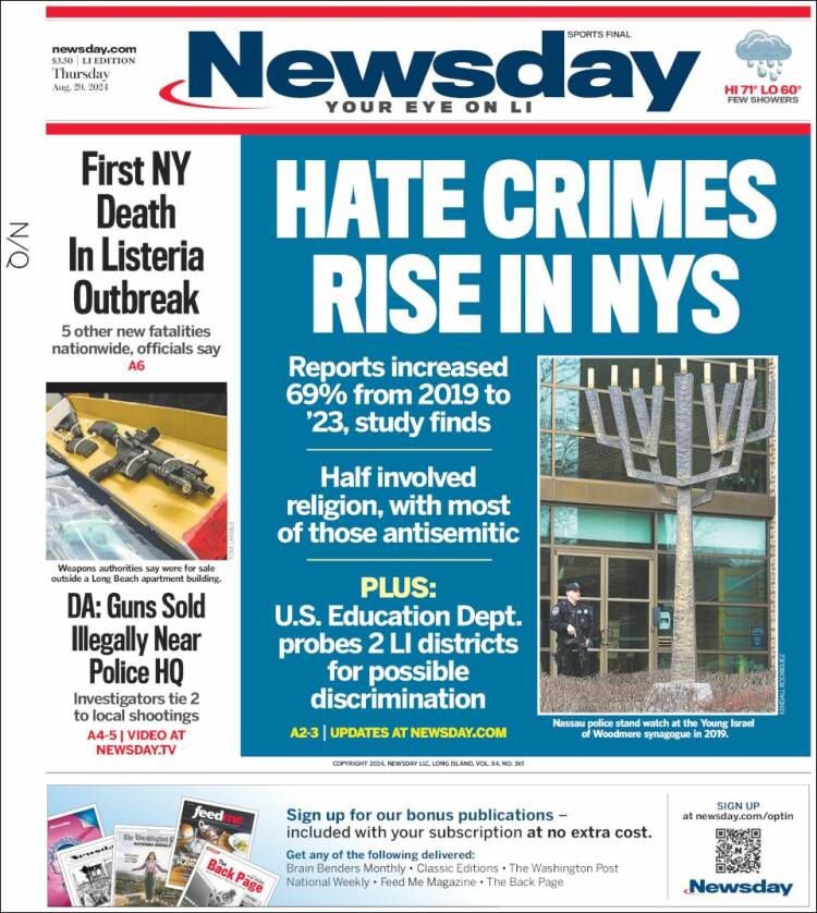 Portada de Newsday (USA)