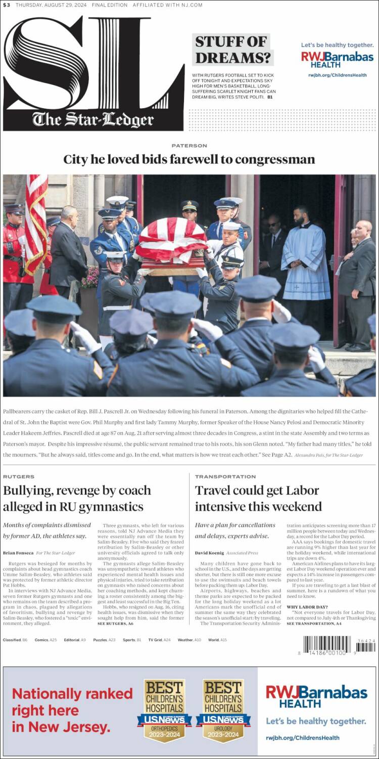 Portada de Star-Ledger (USA)
