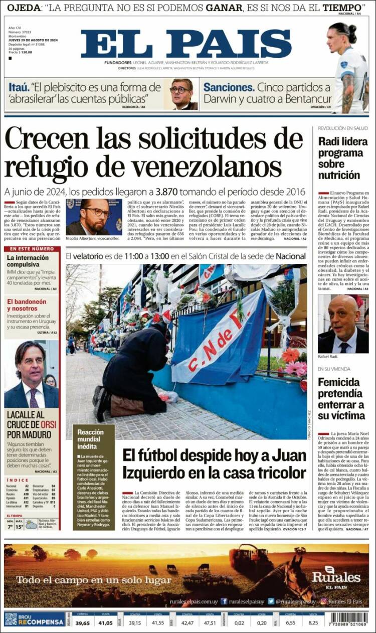 Portada de El País (Uruguay)