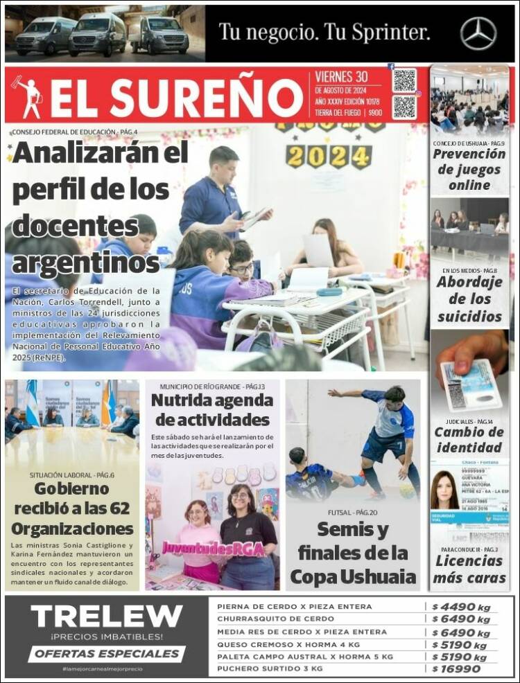Portada de Diario El Sureño (Argentina)
