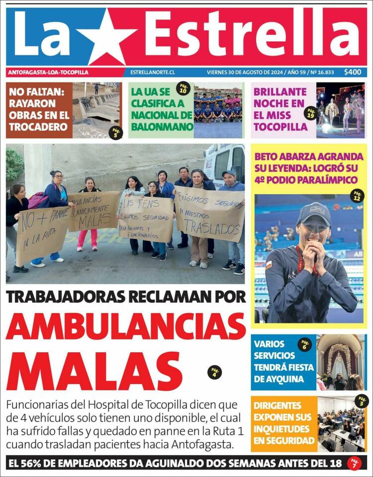 Portada de La Estrella de Tocopilla (Chile)
