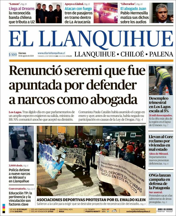 Portada de El Llanquihue (Chile)