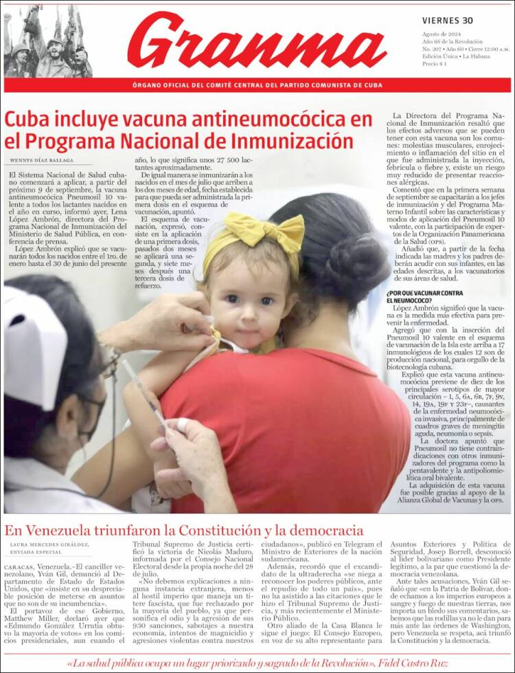 Portada de Granma (Cuba)