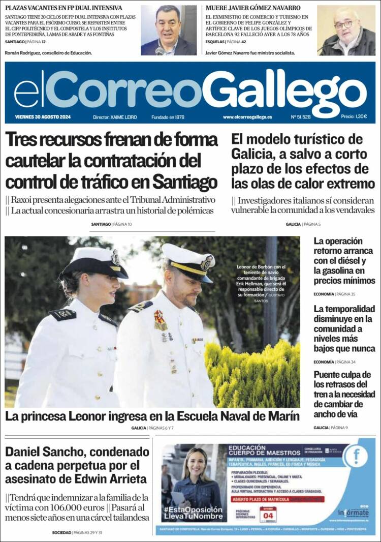 Portada de El Correo Gallego (España)
