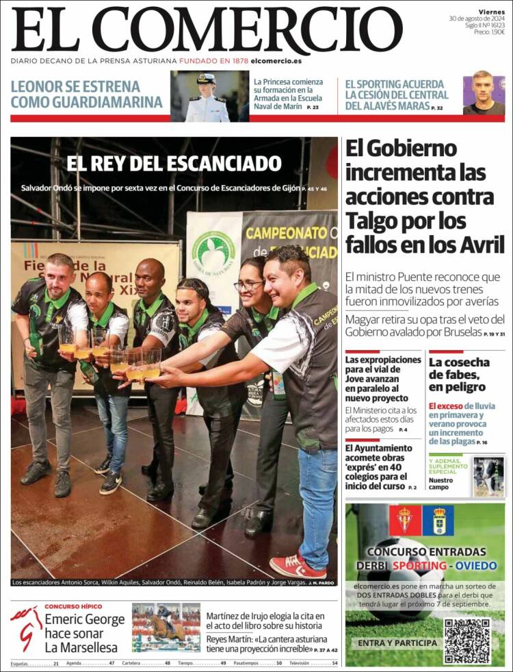 Portada de El Comercio - Gijón (España)